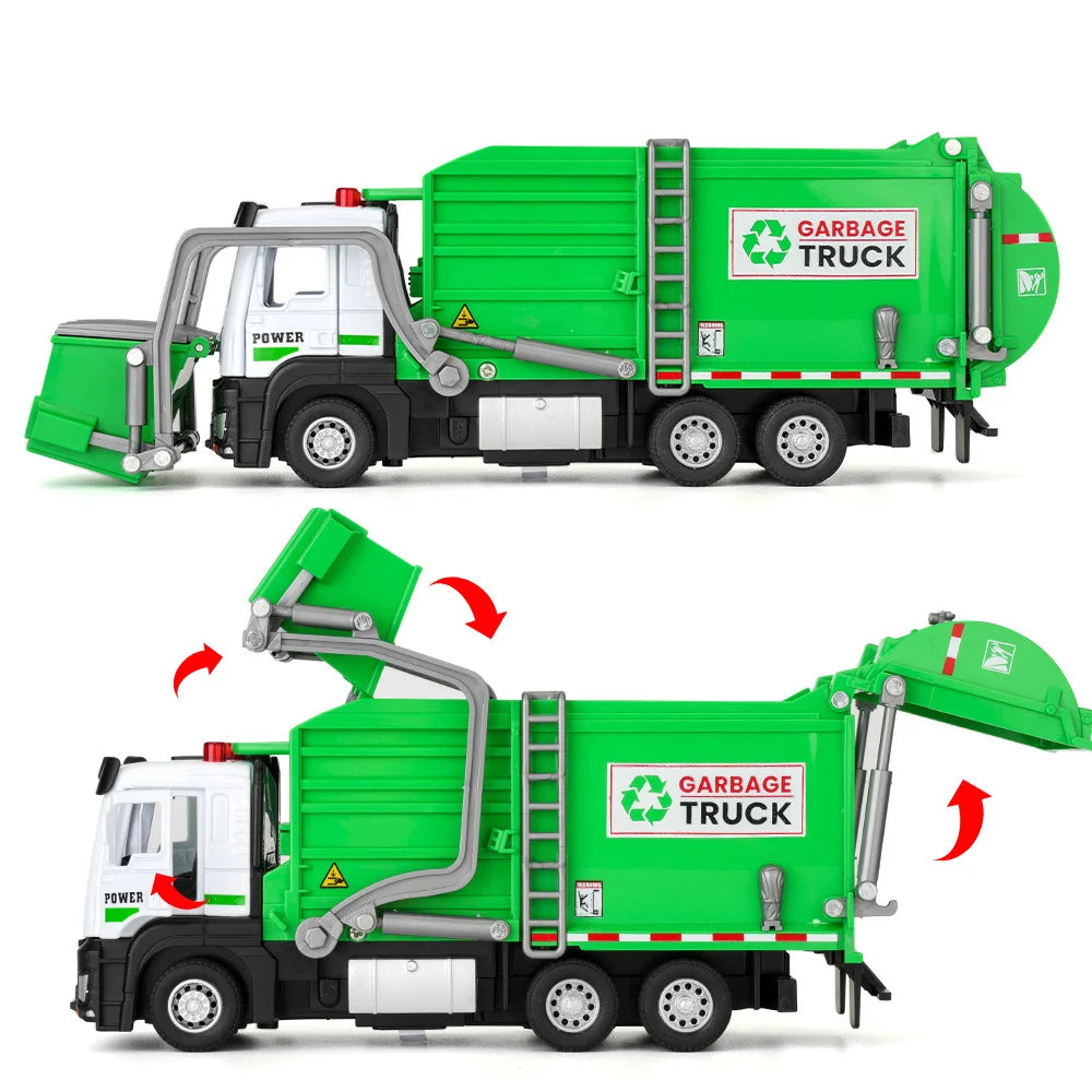 Diecast Garbage Collection Truck Model with Sound and Light