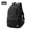 Black Lee ultralight water-resistant laptop backpack shown from the back.