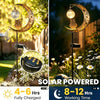 Solar powered owl garden light with moon decor illuminating plants