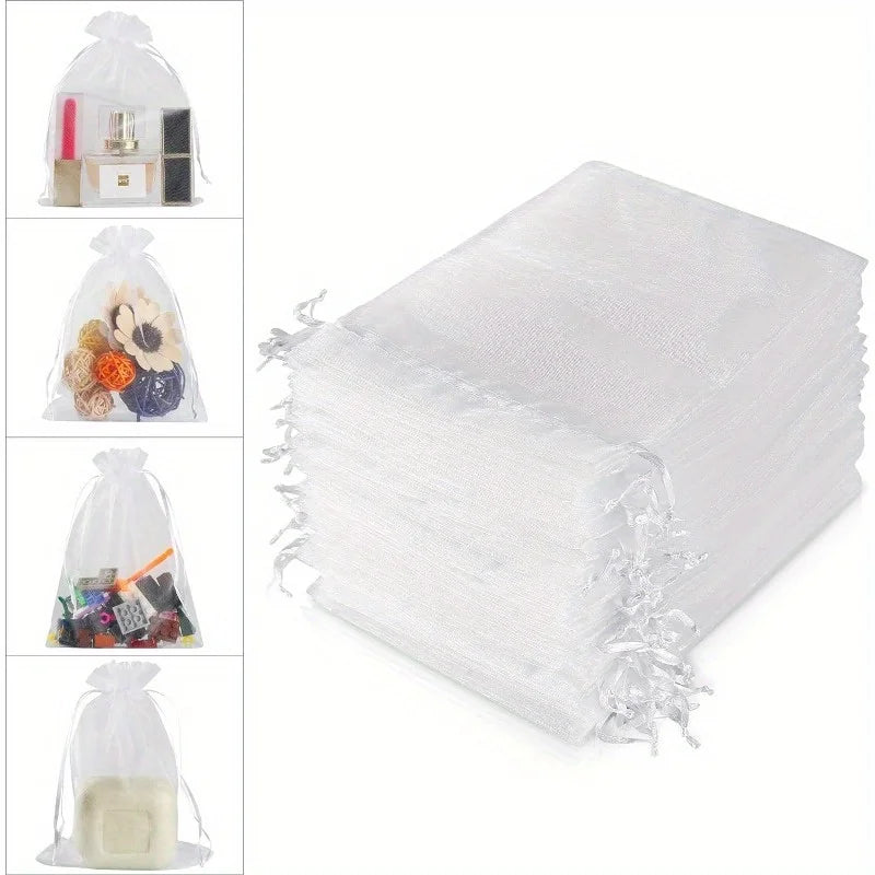 Sheer Organza Drawstring Gift Bags (Set of 100)