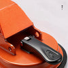 An Alloy Shell ABS Press Buckle tool in orange and black is shown, featuring a silicone pad and a handle.