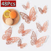 3D Rose Gold Butterfly Wall Decals for Home Decor