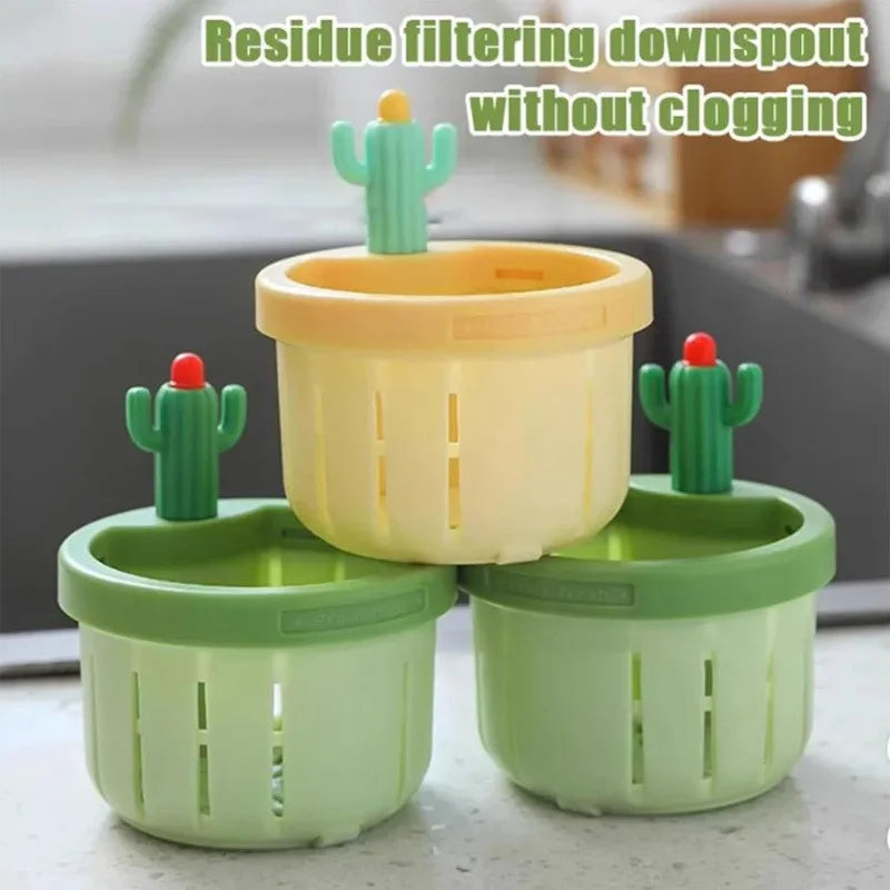 Cactus-Design Kitchen Sink Strainer with Press-to-Empty Basket