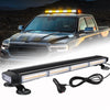 An LED rooftop strobe light bar mounted on a vehicle, shown alongside a pickup truck.