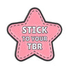 Pink star-shaped enamel pin with the text Stick to your TBR