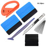 A kit of 20 pieces including vinyl wrap and window tint tools, such as a plastic tool, a metal scraper, and black rubber pads