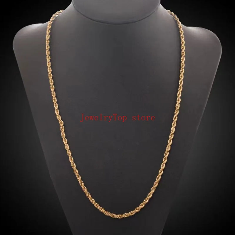 18K Gold-Plated 4mm Rope Chain Necklace