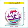 A spherical mini fridge ball product labeled Mini Brands featuring colorful packaging.