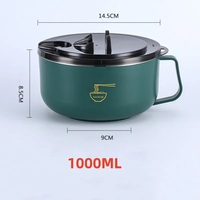 Tazón de Ramen de Acero Inoxidable 304 con Tapa