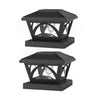 Black solar post cap lights with warm LED for outdoor lighting
