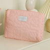Quilted Floral Cosmetic Bag with Zipper Closure