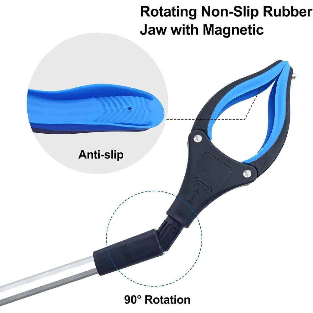A blue rotating non-slip rubber jaw tool with a magnetic grip and a 90 degree rotation feature.