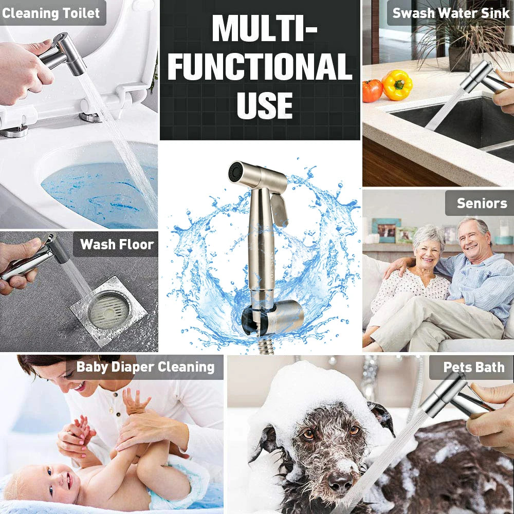 Edelstahl-Handduschsprayer zum Reinigen von Toiletten, Böden, Windeln und Haustieren.