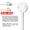 A white rotating wall outlet extender showing USB-A and USB-C ports for charging devices.