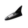 Black solar-powered shark fin antenna with an integrated LED safety light