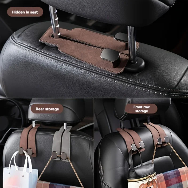 Car Seat Headrest Hook - Premium Leather & ABS