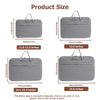 A gray universal laptop sleeve case shown with various dimensions and measurements.