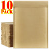 A stack of ten kraft brown bubble mailers with self-seal adhesive.