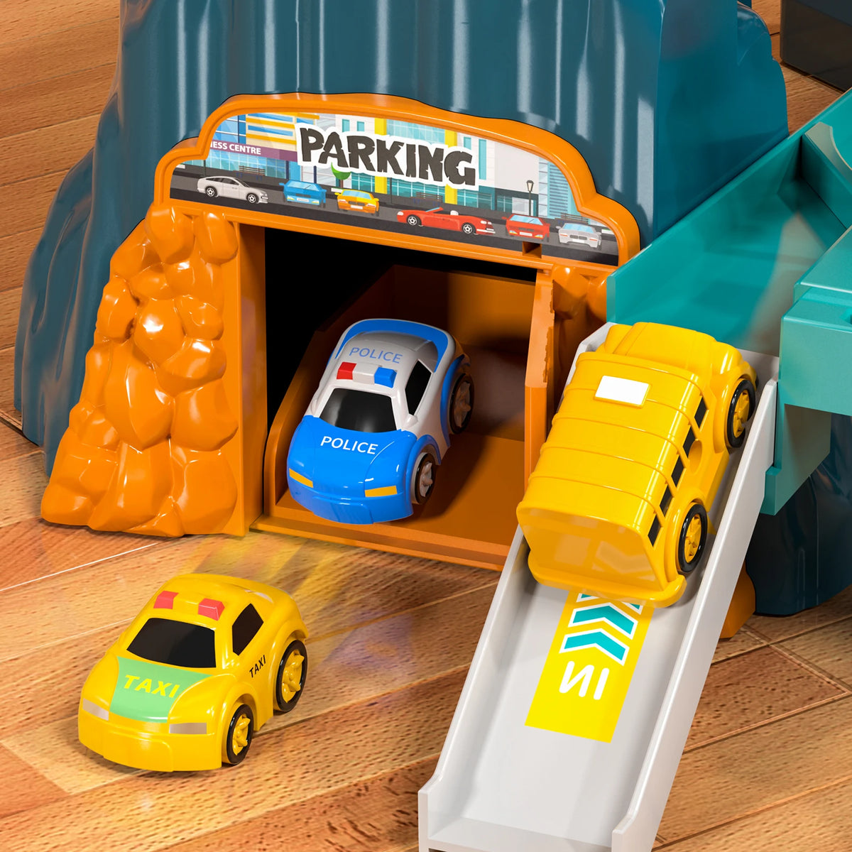 Dinosaur Race Track Playset with Rolling Car Ramp