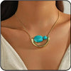 Boho Gold Turquoise Pendant Necklace