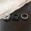 Punk Crystal Heart Butterfly Geometric Ring