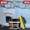 Before and after comparison of a car headlight scratch repair paste product