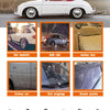 A white convertible car is shown next to various damage types like sun exposure, acid rain, oxidized rust, and bird droppings