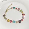 Colorful CZ Tennis Bracelet with Gold Plating
