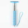 A light blue retractable car mirror and window cleaning wiper with a flexible cord.