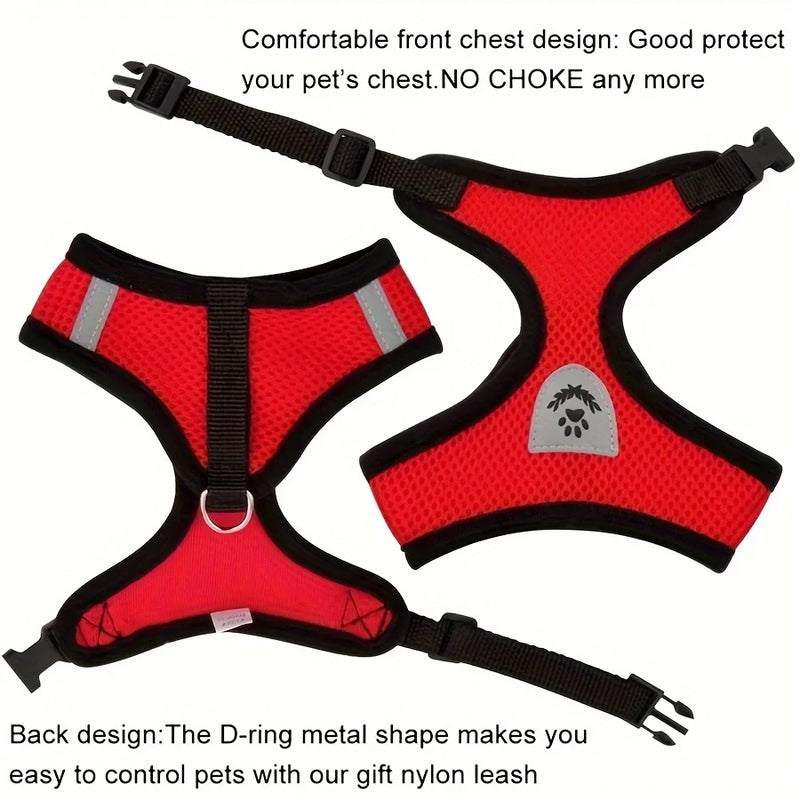 Escape-Proof Mesh Cat Harness with Reflective Vest