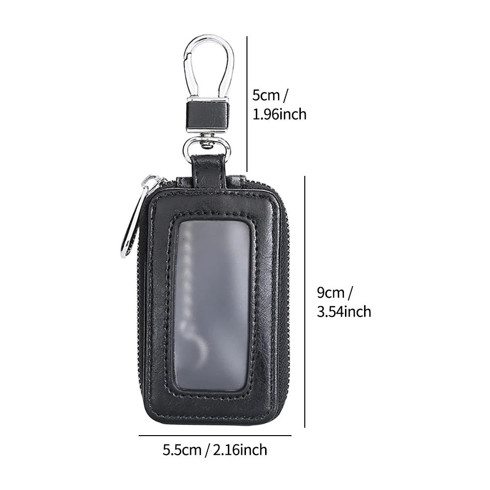 Compact Leather Key Case with Built-in Mirror