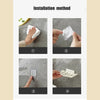 Four steps showing the installation method of a wall-mounted soap dish with drainage.