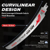 A close-up view of an ARC-EDGE 6TPI blade designed for wood pruning and cutting.