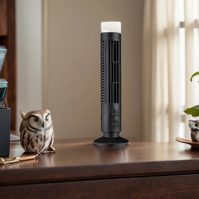 Compact Bladeless Tower Fan with USB Power