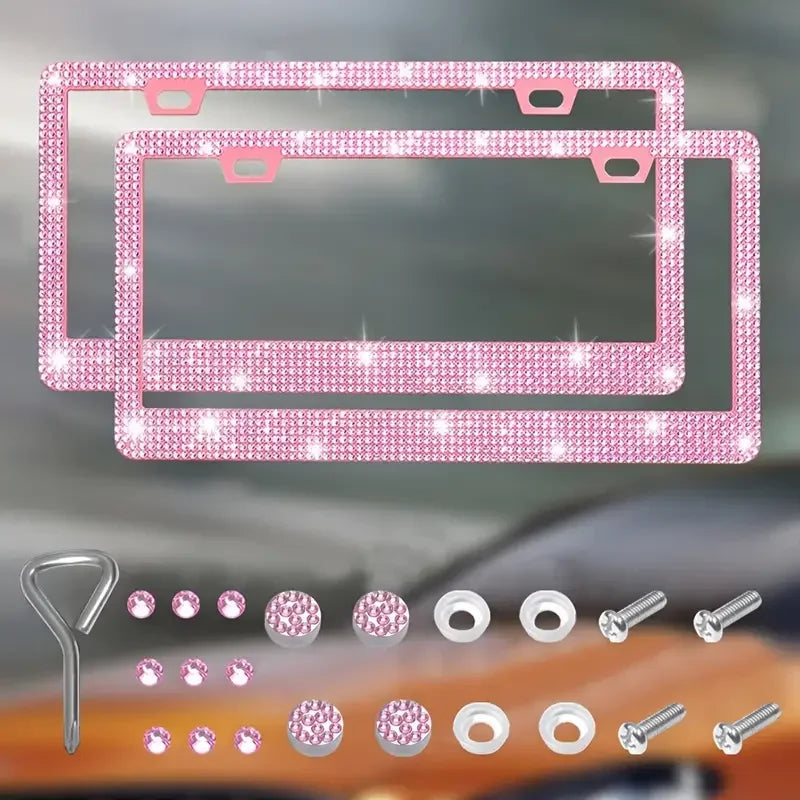 Crystal Rhinestone License Plate Frame for Cars