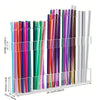 Acrylic wall-mounted holder displaying various colored straws and utensils in a rectangular tray