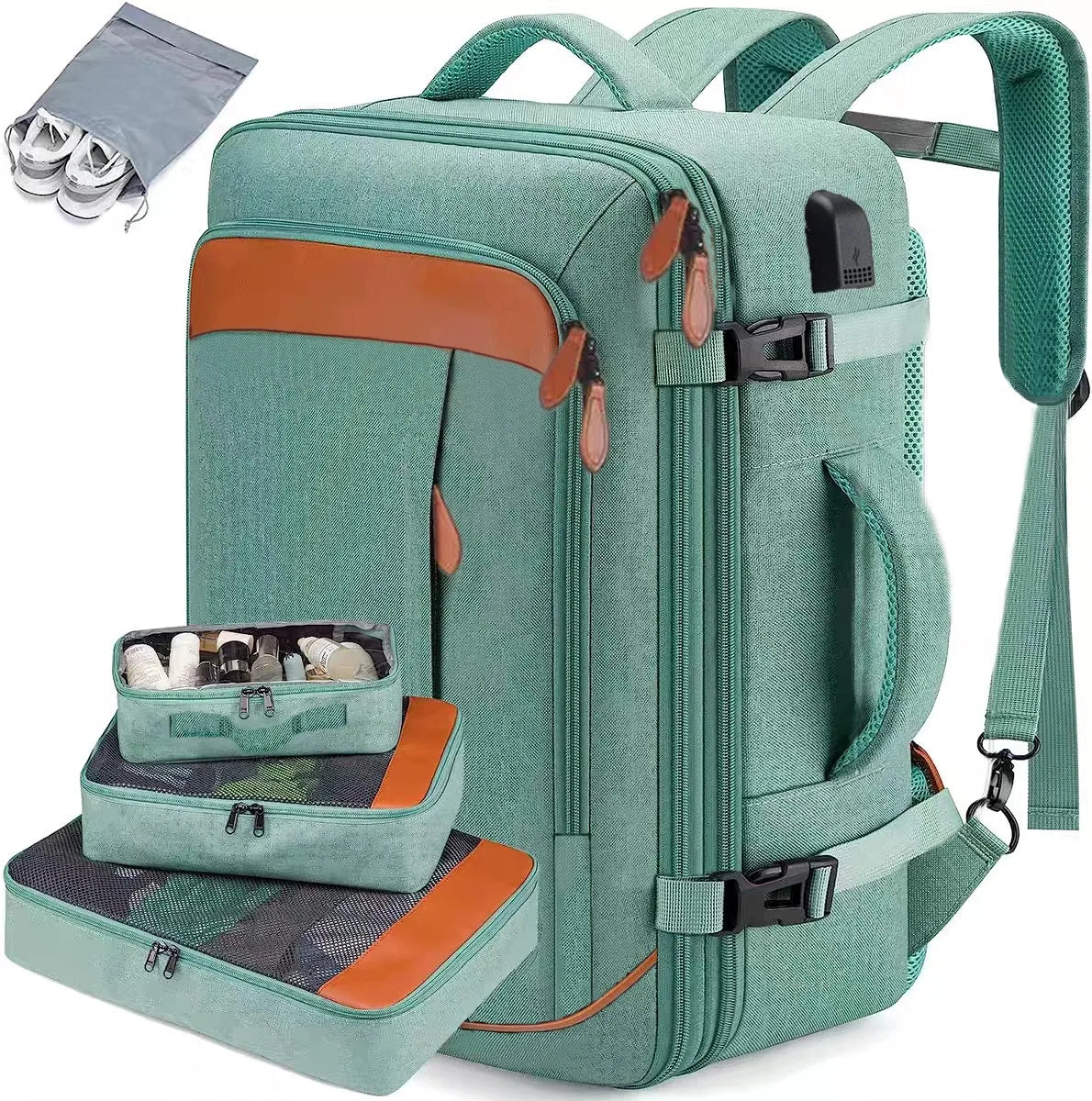 Expandable Travel Backpack with 4 Packing Cubes