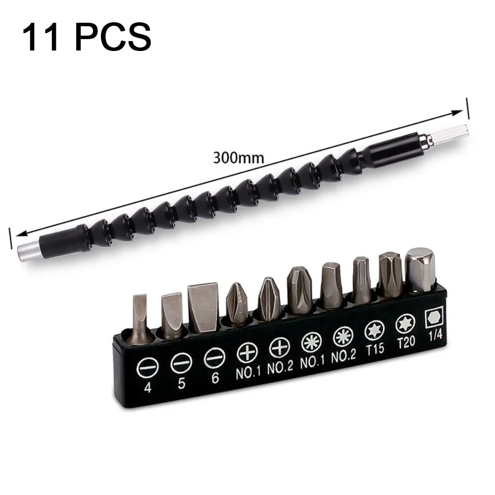 Flexible Right Angle Drill Bit Extension Set with Universal Socket Adapter