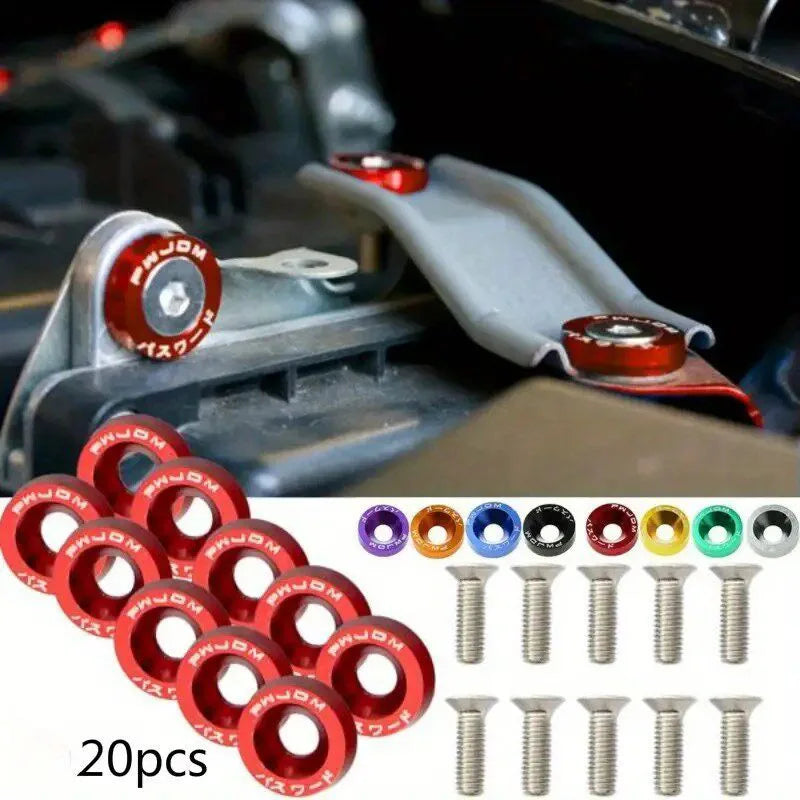 Anodized Aluminum Washer and Bolt Kit for Car Customization