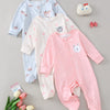 Newborn Baby Girls Footed Sleepers 3-Pack - Soft Long Sleeve Rompers with Adorable Patterns