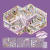 A detailed 3D house scene sticker set featuring various rooms, furniture, and decorative elements for scrapbooking and DIY cr