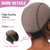 Close-up of a brown lace wig grip cap showing the fabric texture and free adjustment feature.