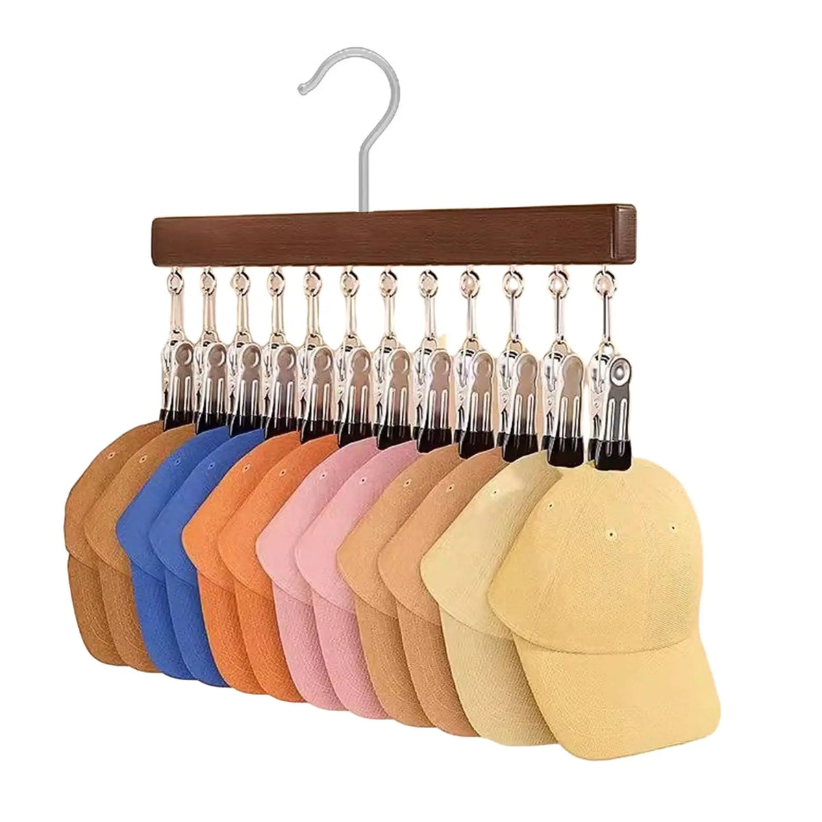 Wooden Multi-Clip Garment Hanger for Closet Organization