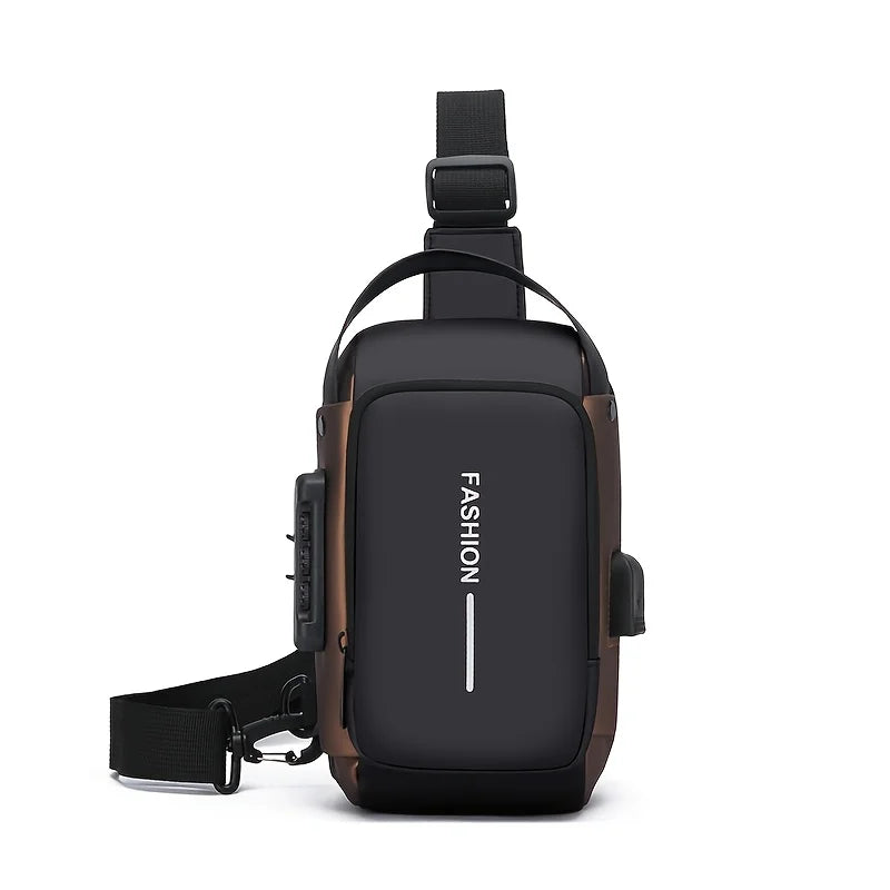 Oxford Sling Bag for Men with Zippered Phone Pocket