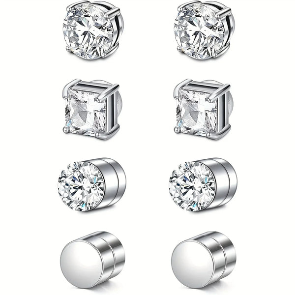 Round Crystal Magnetic Clip-On Earrings
