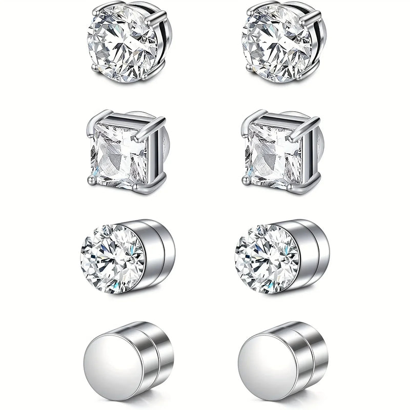 Round Crystal Magnetic Clip-On Earrings