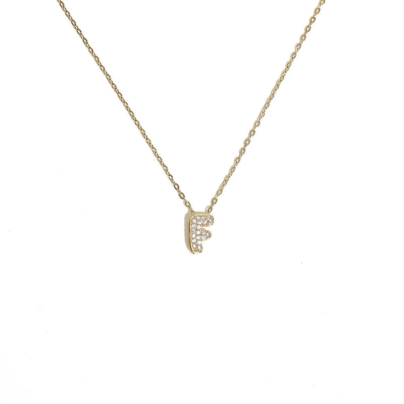 Initial Letter Pendant Necklace with Cubic Zirconia