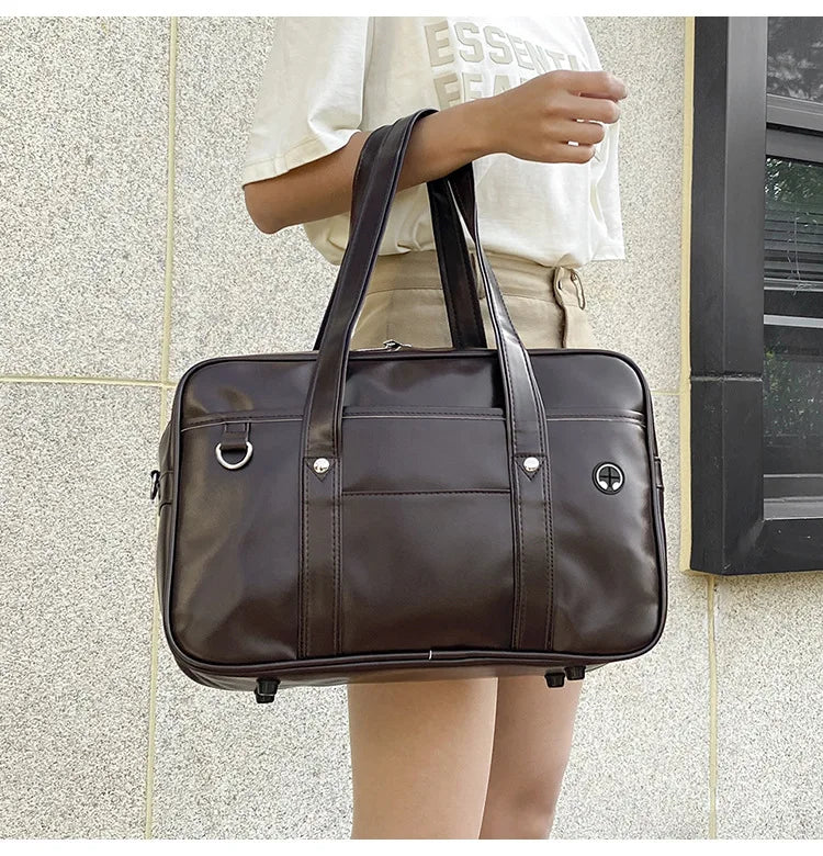Japanese Preppy PU Leather Shoulder Bag