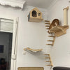 Wall-Mounted Wooden Cat Climbing Shelf with Sisal Scratching Post