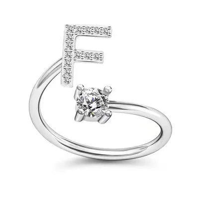 Initial Letter Ring with Zircon Accent